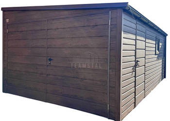 Garaż blaszany 3,5x5m brama dwuskrzydłowa drzwi okno TS1187