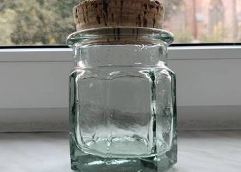 Gruby słoiczek ,z pokrywką korkową vintage