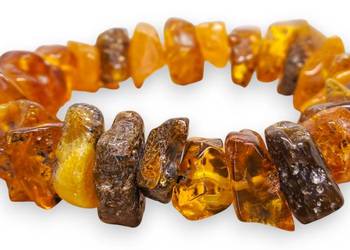 Bransoletka BURSZTYN bałtycki bryłki cytryna koniak zieleń #861