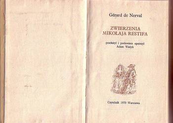 (8408) ZWIERZENIA MIKOŁAJA  RESTIFA – GERARD DE NERVAL