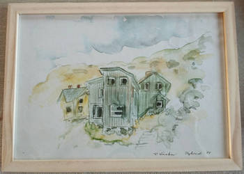 obrazy vintage akwarele R. Luckow z serii Nyksund 2 sztuki_D60vin