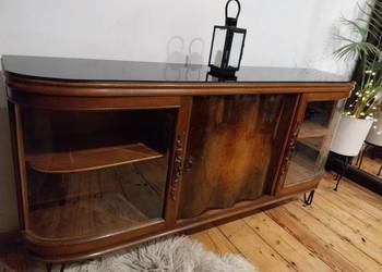 Przedwojenna witryna biblioteczka retro komoda barek vintage orzech