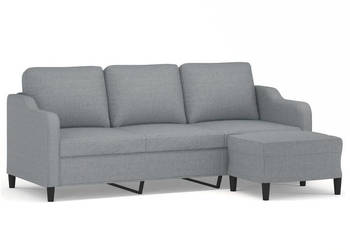 3-osobowa sofa z podnóżkiem jasnoszara 180 cm tkaniną WM-3201135
