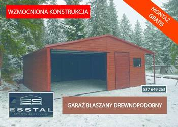 Garaż Blaszany DREWNOPODOBNY z zadaszeniem -Garaże Blaszane -ESSTAL-