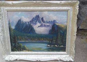Stary obraz na plotnie w ramie Rozmiar 83x70 cm
