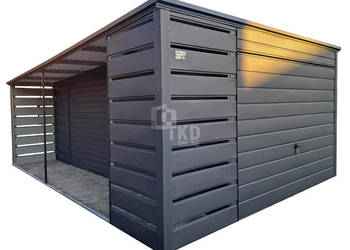 Garaż blaszany 3x6m + wiata 1m Brama uchylna drzwi  dach TKD247