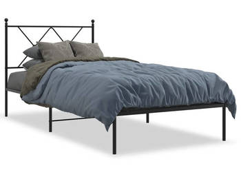 Łóżko Metalowe Czarne Rama Łóżka Ze Stelażem 90x200 cm WM-376495