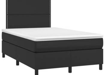 Łóżko z Materacem Kontynentalne Czarne Ekoskóra LED 120x200cm WM-3135873