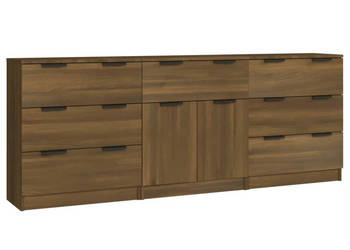 Szafki 3 szt. brązowy dąb materiał drewnopochodny WM-3115803
