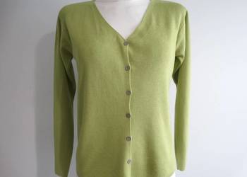 Sweter Kardigan Wełniany z Jedwabiem Rozpinany Limonkowy Kolor M
