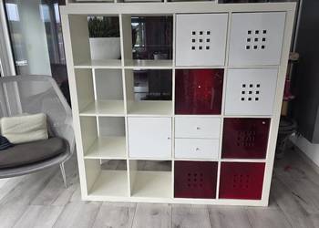 Regał ikea  kallax 4x4, 7 pudełek ikea lekman