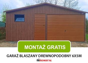 DREWNOPODOBNY Garaż Blaszany 6x5 - Garaże Blaszane - Romstal