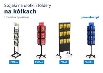 Stojaki na foldery i ulotki na kółkach | stand z kółkami
