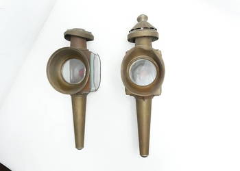 Mosiężne lampy dorożkowe powozowe retro para antyk komplet dorożka lampa