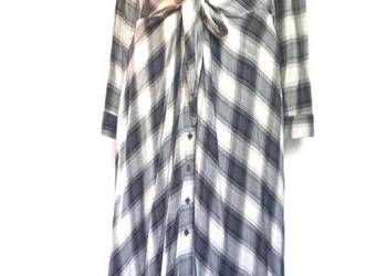 sukienka długa MAXI kratka Długi Rękaw r. 38 Slim wiskoza NOWA