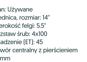 Sprzedam felgi stalowe  14 cali min. Suzuki . Hyundai,  Opel I inne