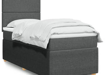 Łóżko kontynentalne z materacem ciemnoszara tkanina 90x200 cm WM-3291933