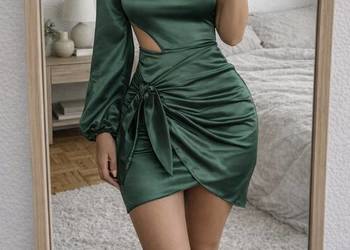 Zielona Satin Dress – One Shoulder / Sexy Evening Look