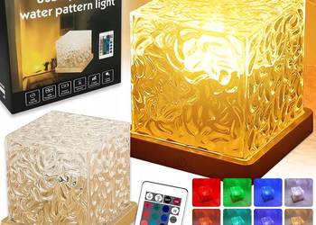 Lampka Nocna Kostka Efekt Wody LED 16 kolorów na Pilota Projektor