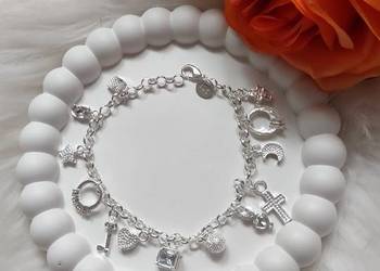 Bransoletka z zawieszkami charms posrebrzana
