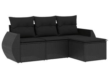 4-cz. zestaw wypoczynkowy do ogrodu poduszki czarny rattan PE WM-3221264
