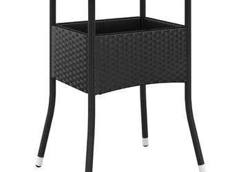 Stolik ogrodowy Ø80x75 cm szkło hartowane i rattan PE czarny WM-310604