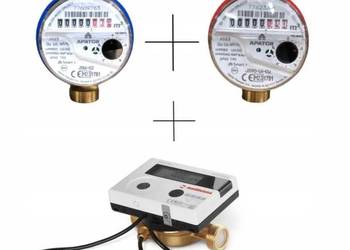 Zestaw DN 15 ( 1/2")  wodomierz zw+ cw + ciepłomierz wysyłka gratis!
