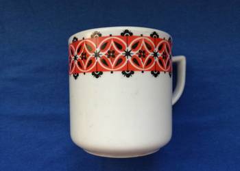 Kubek,garnuszek wzór geometryczny - porcelana Lubiana.