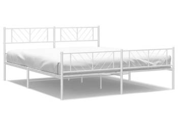Łóżko Metalowe Białe Rama Łóżka Ze Stelażem Biała 193x203 cm WM-372252