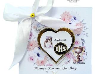 ZAPROSZENIA 3D SPERSONALIZOWANE z OZDOBIONĄ KOPERTĄ I Komunia Św. KOMUNII