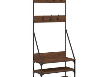Wieszak na ubrania z miejscem na buty brązowy dąb 72x34x184 cm WM-837831