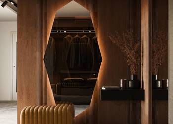 Lustro PRISMÉ LED nowoczesne pryzmatyczne nieregularne z podświetleniem do