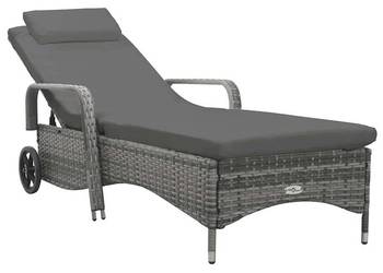 vidaXL Leżak ogrodowy z kółkami, polirattan, antracytowy(SKU:49497)