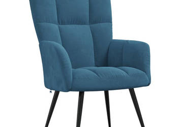 Fotel niebieski obity aksamitem WM-328083