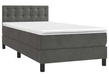 Łóżko kontynentalne z materacem i LED szary aksamit 90x200 cm WM-3134622