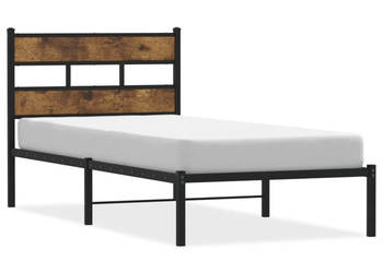 Łóżko Czarne Metalowe Rama Łóżka Metalowa Ze Stelażem 107x203 cm WM-4017049