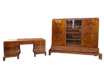 Komplet gabinetowy ART DECO 1930 r orzech, palisander