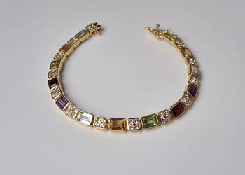 Bransoletka srebro 925 złocone, kamienie szlachetne