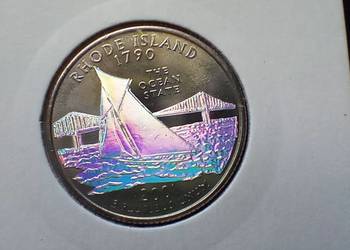 Stare monety 1/4 dolar 2001 Rhade Island USA hologram