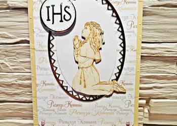 Kartka na Pierwszą Komunię świętą dla dziewczynki/Kartka komunijna handmade