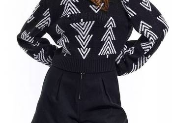 CZARNY SWETER WZORZYSTY ŚWIĘTA CHOINKI MOTYW ŚWIĄTECZNY 34 X