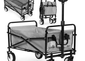 Wózek plażowy transportowy ogrodowy składany szary 48x90 cm MultiGarden