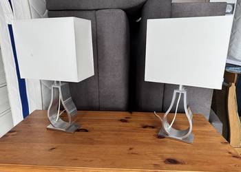 Lampa stołowa lampka nowoczesna klosz aluminium srebrna nocna glamour