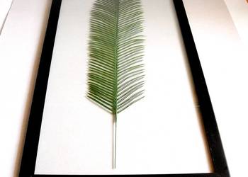 Ramka duża metal szkło z liściem z tworzywa nowa