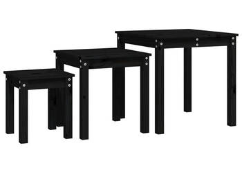 Stoliki wsuwane pod siebie 3 szt. czarne lite drewno sosnowe WM-824977