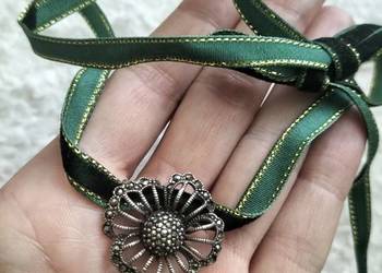 Srebrny 925 stary naszyjnik ażurowy kwiat vintage Pinterest