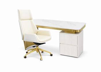 Zestaw mebli biurowych Matrix: biurko ryflowane białe + fotel obrotowy