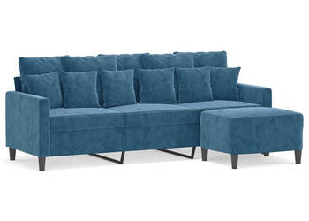 3-osobowa sofa z podnóżkiem niebieska 180 cm aksamit WM-3201116