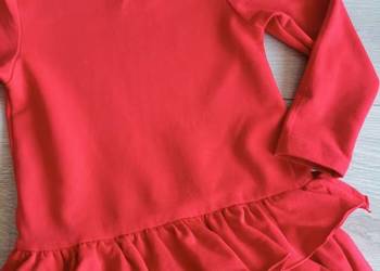 Sukienka dziewczęca na długi rękaw z falbankami czerwona 104