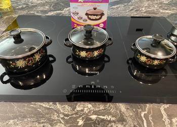 FABRYCZNIE NOWY zestaw małych garnków emaliowanych 12/14/16 CM